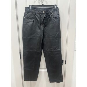 Jeanology Collection Newport News Black Leather Pants Size 10P